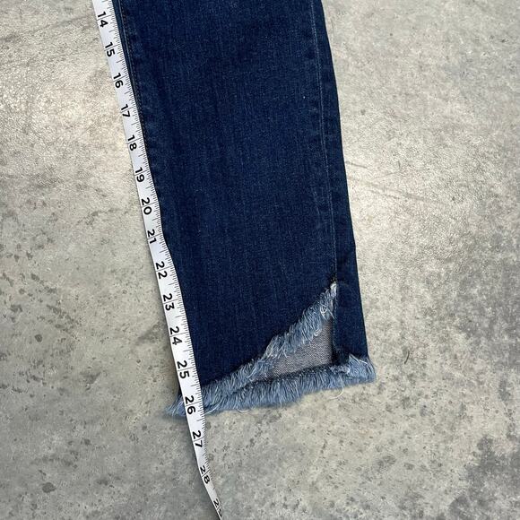 LOFT Outlet Women’s High Rise Straight Dark Wash Raw Hem Cropped 0 - Picture 10 of 10